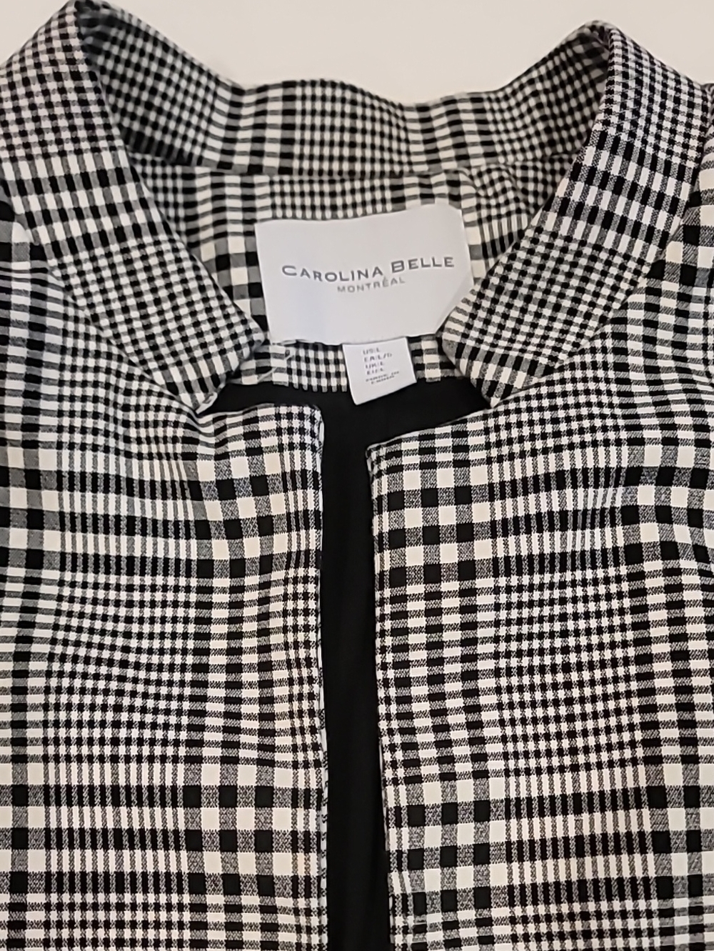 Carolina Belle Glen Plaid Top Coat Black White Large - Picture 6 of 15